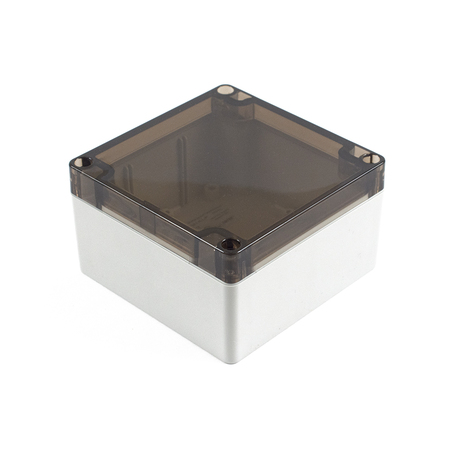 HAMMOND MFG. Enclosure, 105x105x60mm Polycarbonate NEMA 4X/ 6P, Smoked lid 1554L2GYSL